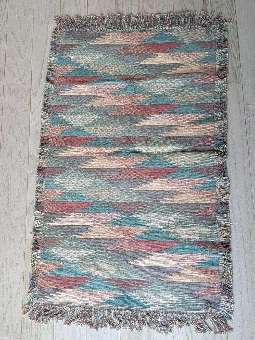 vintage SOUTHWESTERN COTTON dhurrie RUG 1990's
